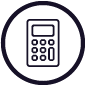 Dark Blue Calculator inside a dark blue circle